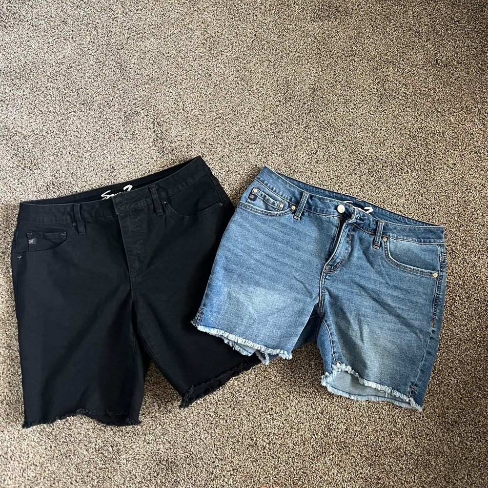 Seven7 - Denim Black and Blue Women's Shorts